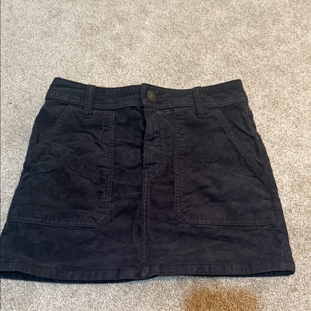 Black Corduroy Mini Skirt